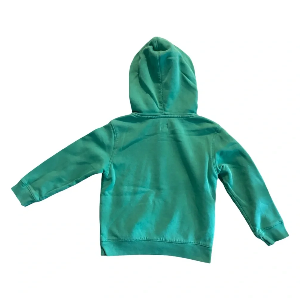 GAP Kids Iconic Y2K Teal Green Pullover Hoodie with White Logo Size 5